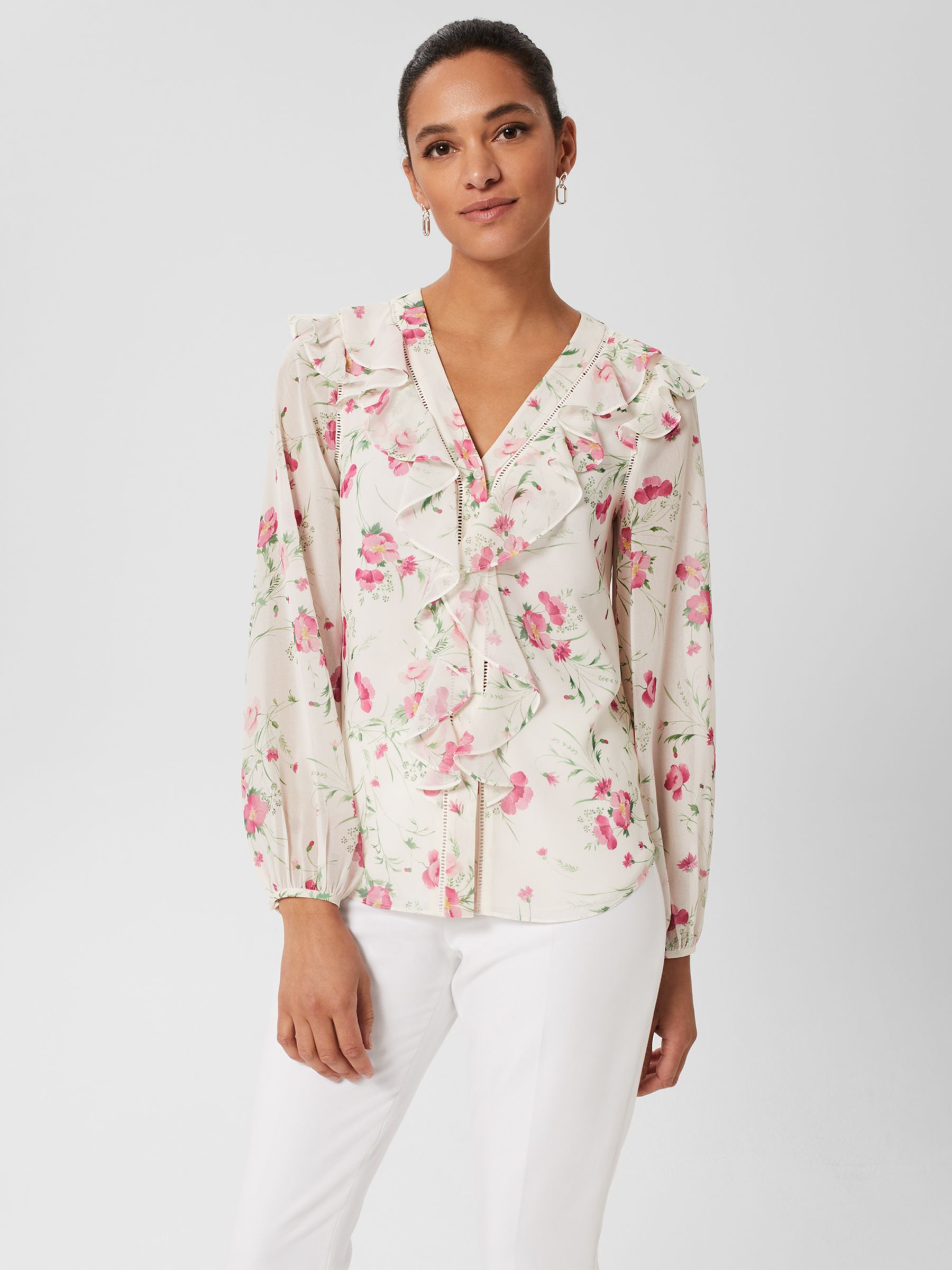 Hobbs Rosana Top, Ivory/Multi at John Lewis & Partners