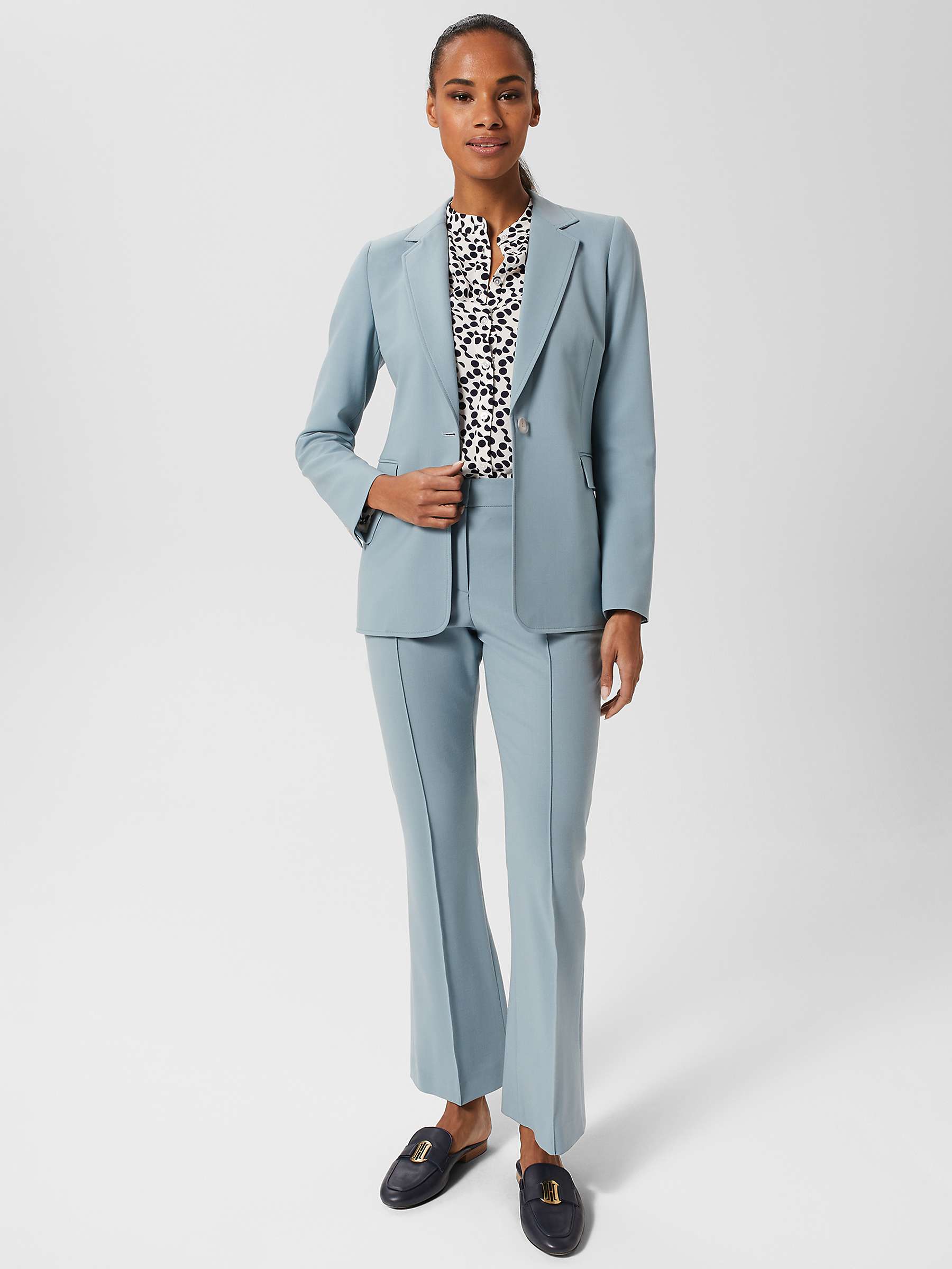 Buy Hobbs Cassia Wool Blend Tailored Trousers, Dusky Blue Online at johnlewis.com