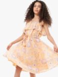Angel & Rocket Kids' Emmie Bardot Print Dress, Coral