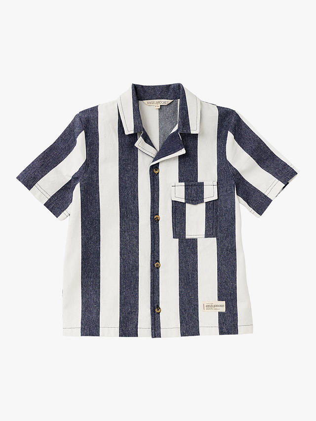 Angel & Rocket Kids' Jensen Stripe Short Sleeve Shirt, Navy