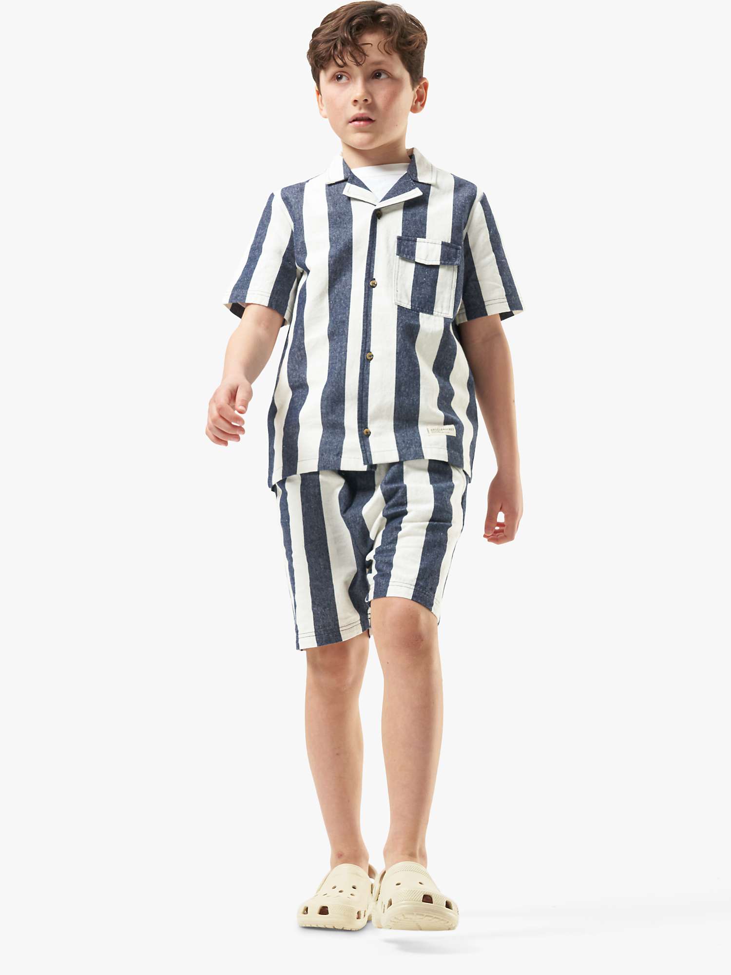 Buy Angel & Rocket Kids' Jensen Striped Shorts, Navy Online at johnlewis.com