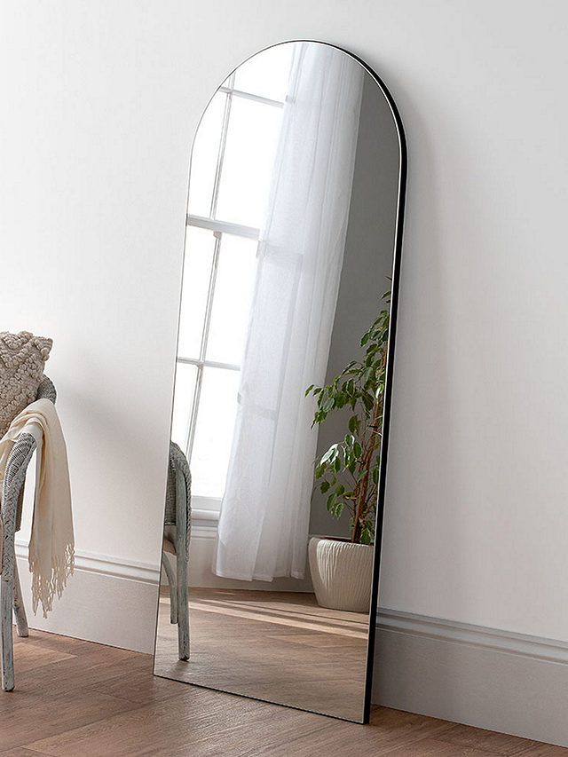 Yearn Delicacy Arched Wood Frame Wall/Leaner Mirror, Black, 150 x 60cm
