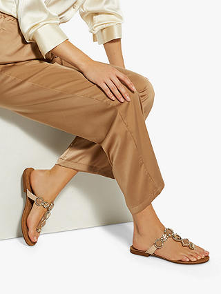Dune Louise Leather Embellished Sandals, Ecru