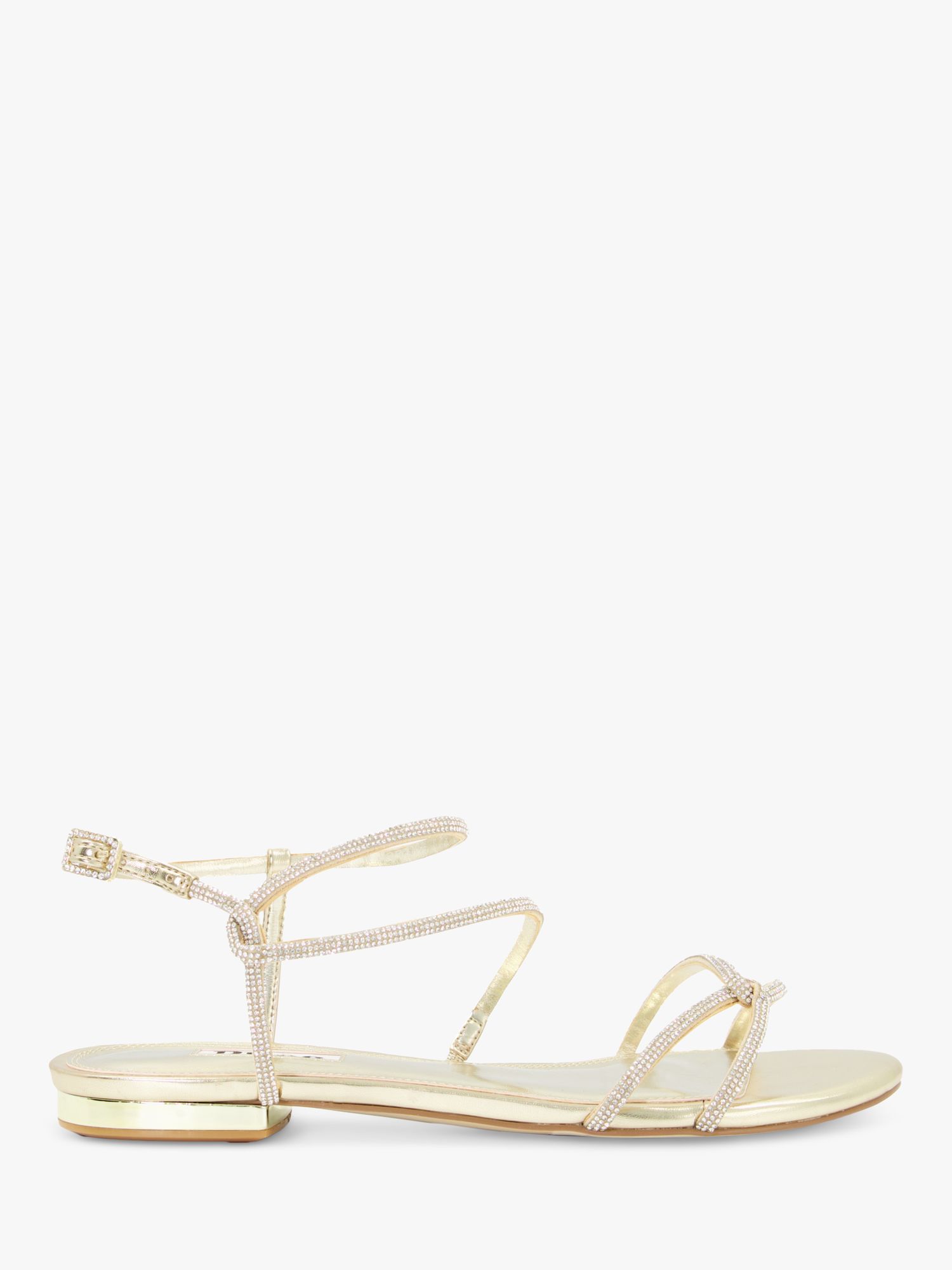 Dune Wide Fit Nightly Jewel Sandals, Champagne