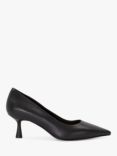 Dune Wide Fit Angelina Leather Court Shoes, Black