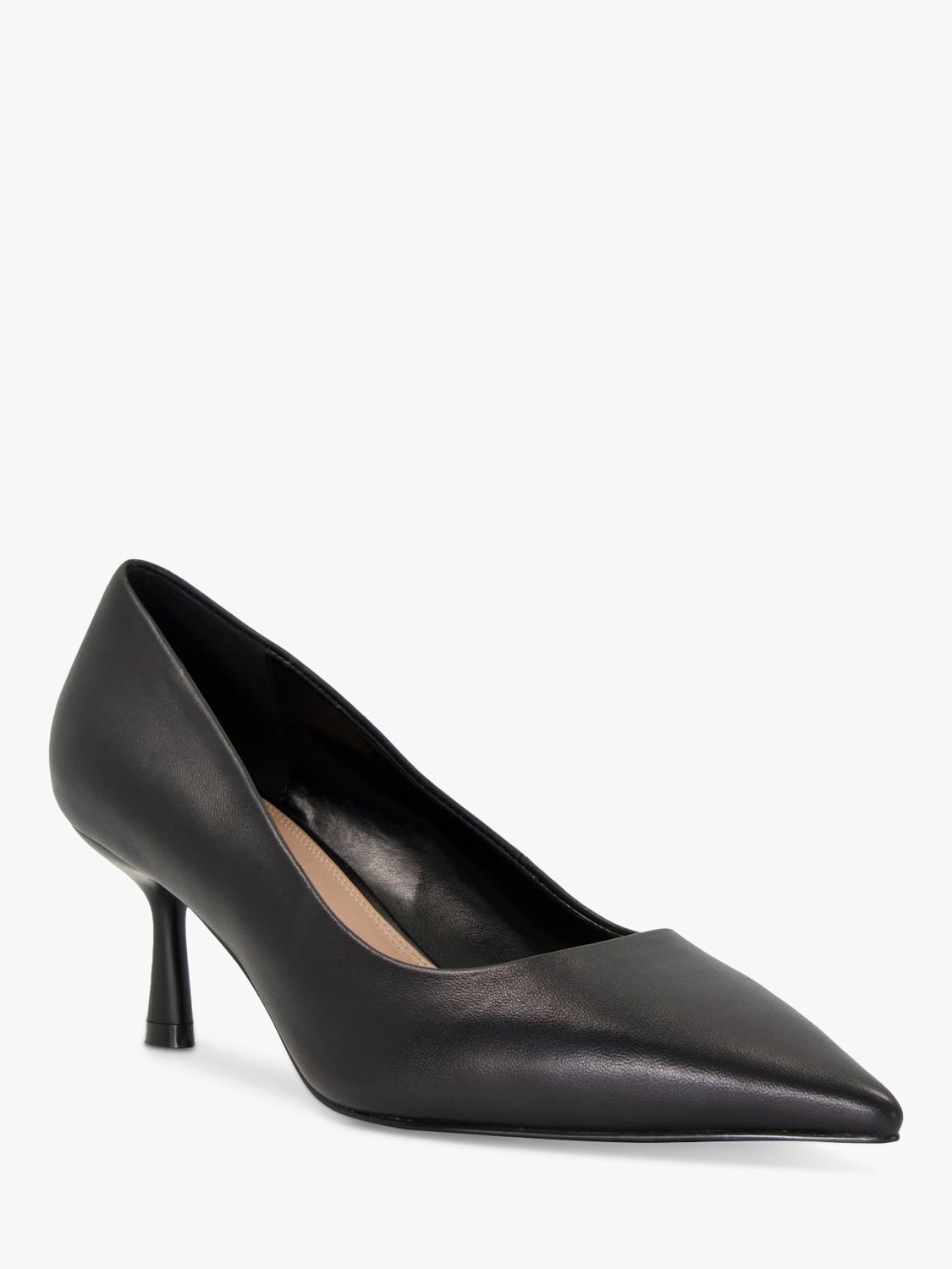 Dune Wide Fit Angelina Leather Court Shoes, Black at John Lewis & Partners