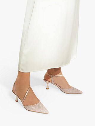 Dune Citrus Wide Fit Asymmetric Court Shoes, Rose Gold