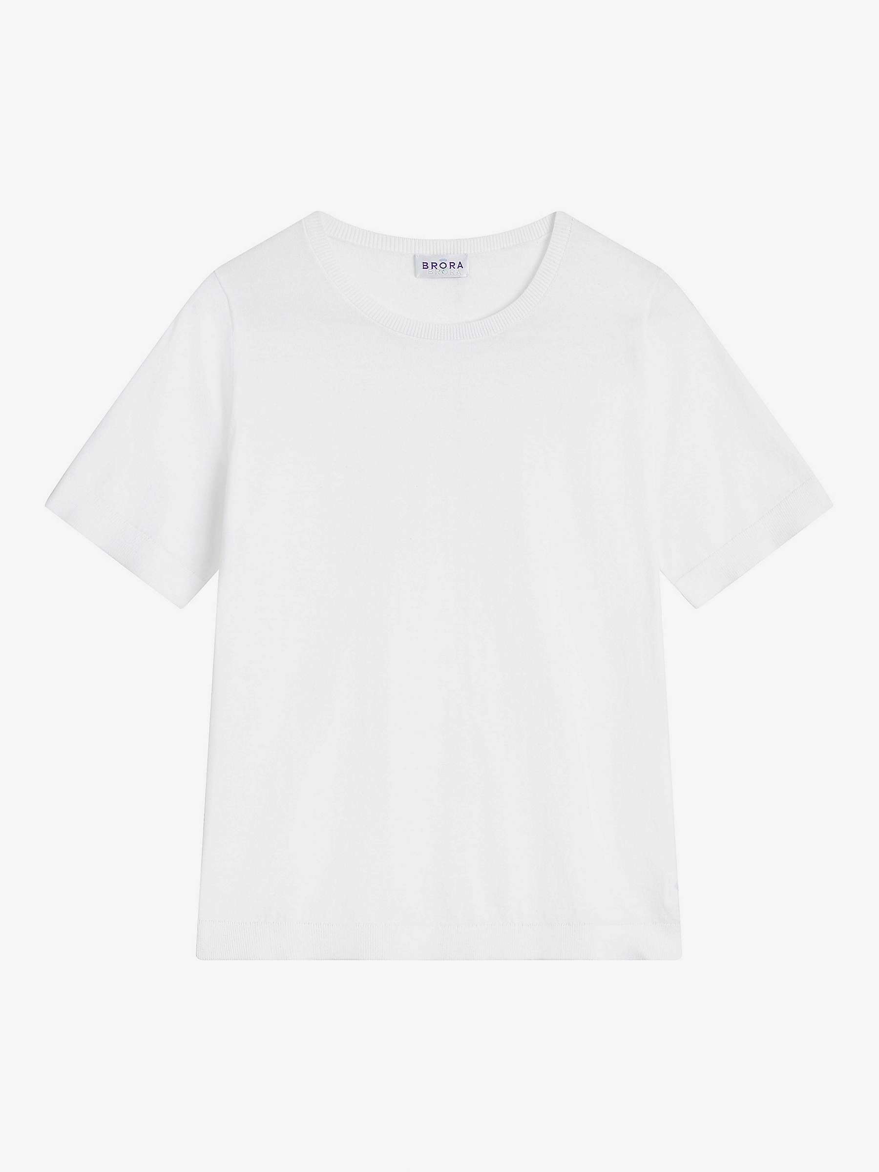 Brora Cotton Knit Classic Crew T-Shirt, White at John Lewis & Partners