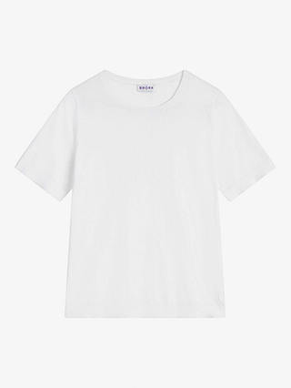 Brora Cotton Knit Classic Crew T-Shirt, White