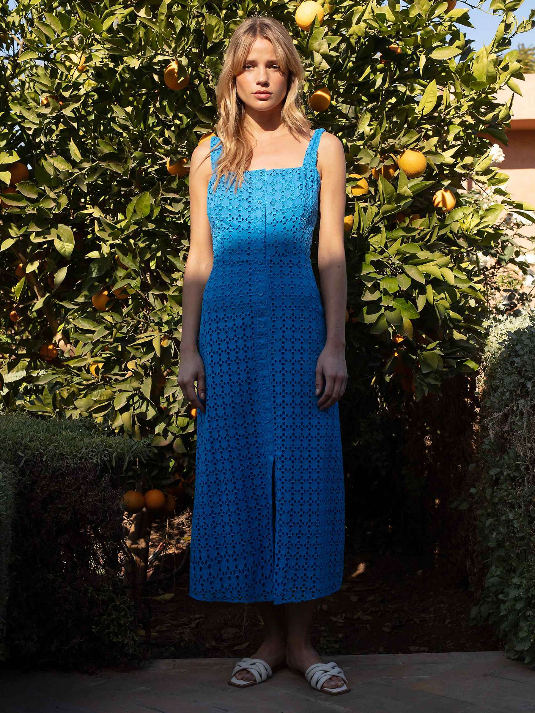 Buy Ro&Zo Broderie Lace Strappy Dress, Blue Online at johnlewis.com