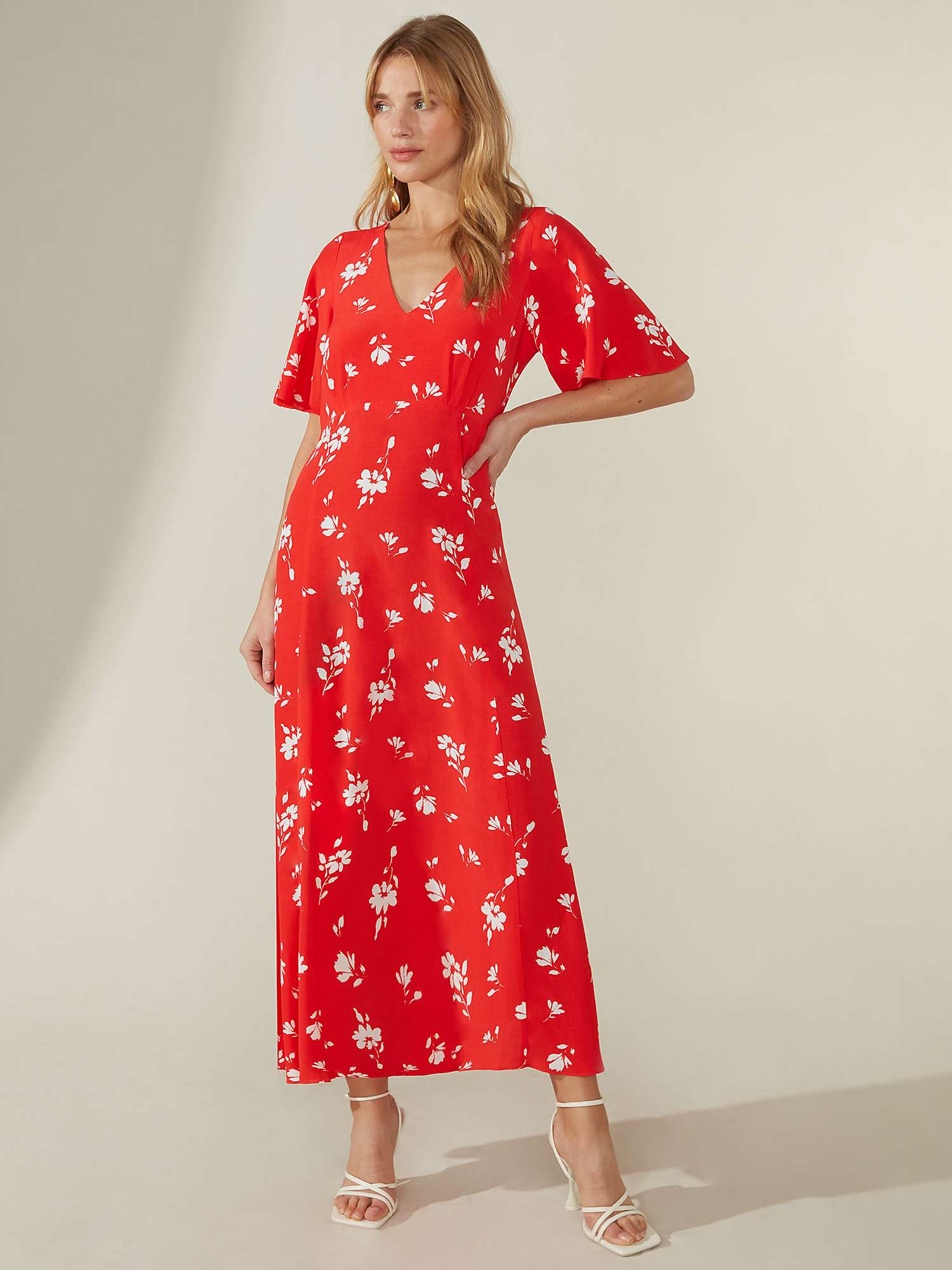 Buy Ro&Zo Petite Ditsy Print Seam Detail Midi Dress, Red Online at johnlewis.com