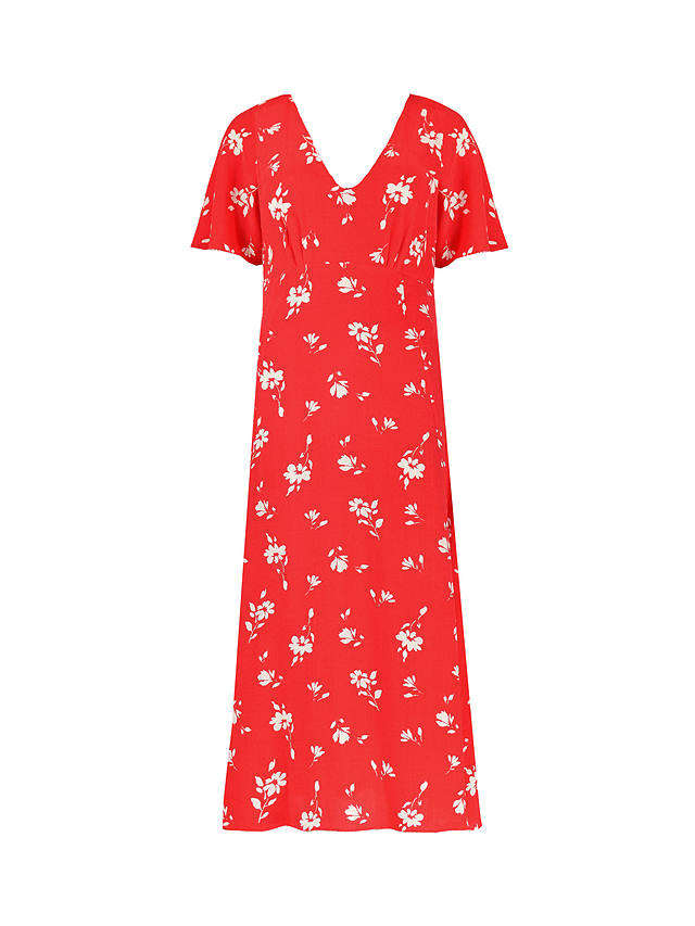 Ro&Zo Petite Ditsy Print Seam Detail Midi Dress, Red