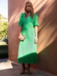 Ro&Zo Broderie Anglaise Puff Sleeve Midi Dress, Green, Green