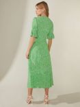 Ro&Zo Ditsy Floral Ruffle Sleeve Button Front Midi Dress, Green/Multi