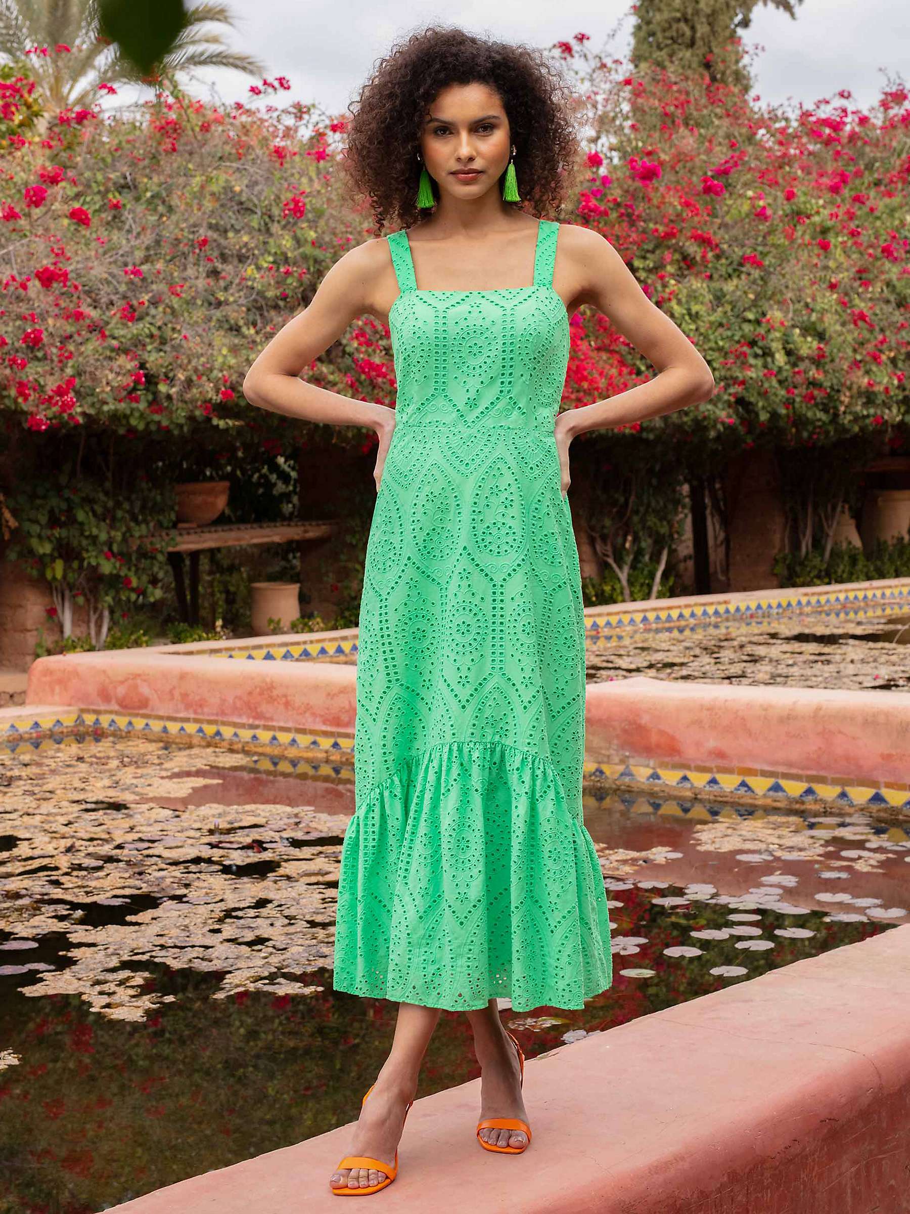 Buy Ro&Zo Strappy Broderie Anglaise Volume Hem Maxi Dress Online at johnlewis.com