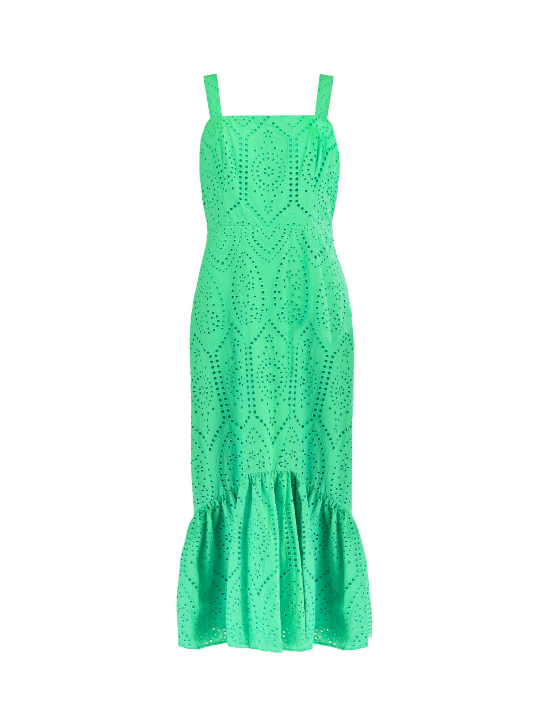 Ro&Zo Strappy Broderie Anglaise Volume Hem Maxi Dress, Green, 14