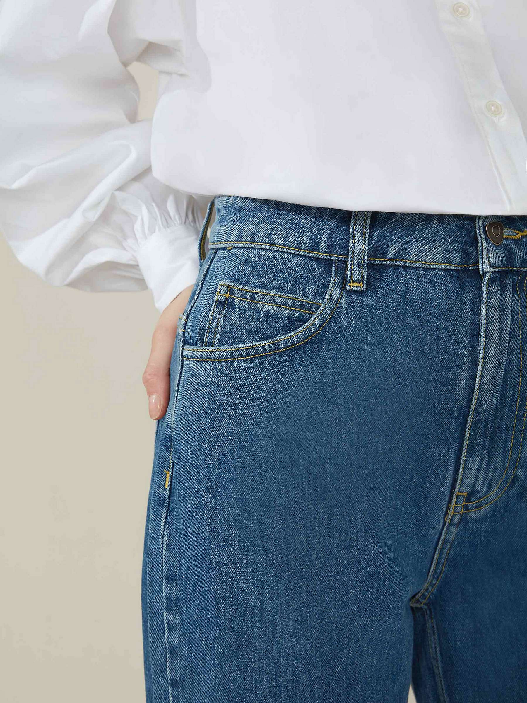 Buy Ro&Zo High Rise Straight Leg Jeans, Blue Online at johnlewis.com