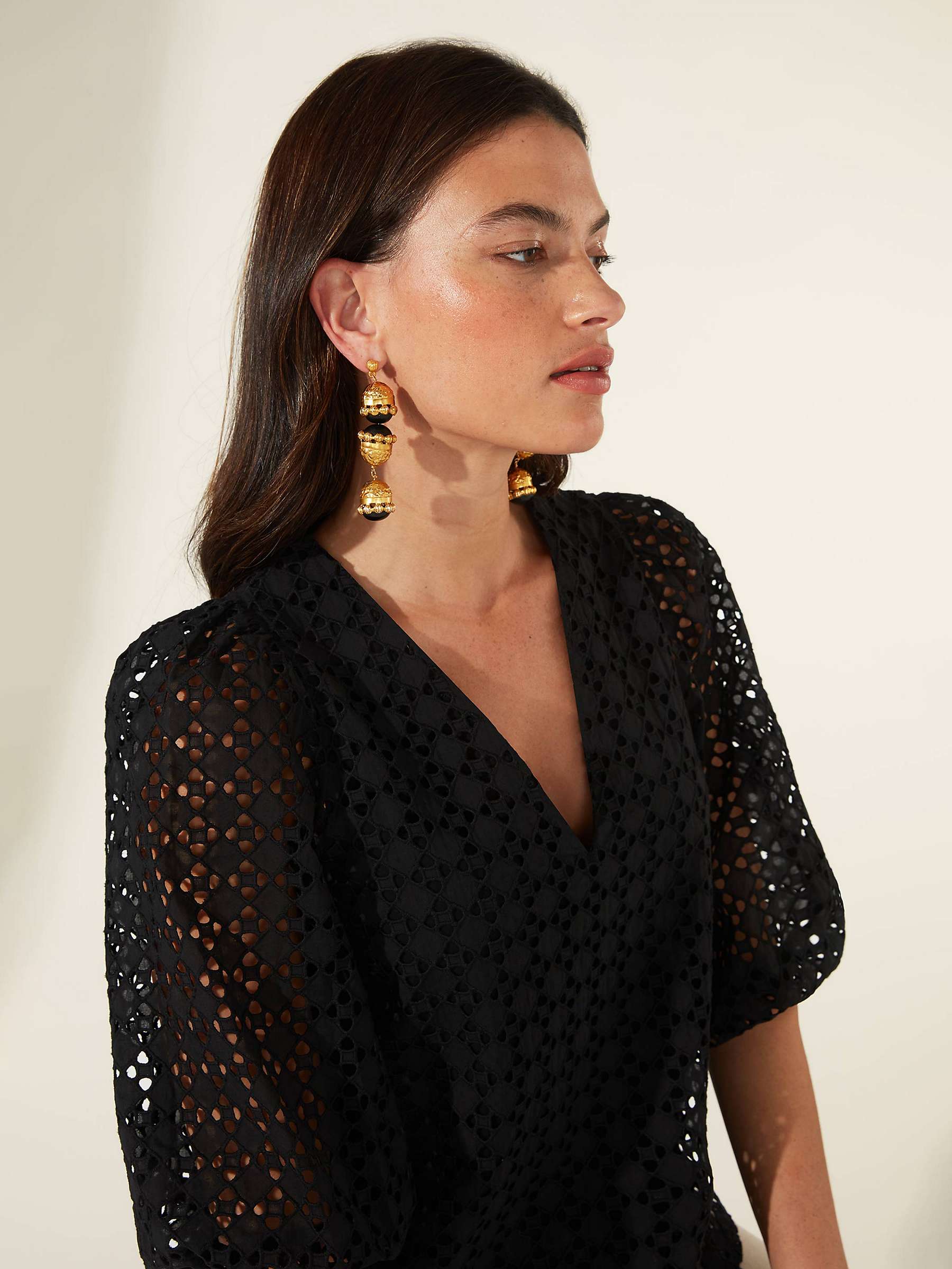 Buy Ro&Zo Broderie Lace Puff Sleeve Blouse Online at johnlewis.com