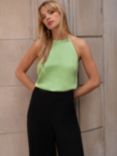 Ro&Zo Satin Halter Top, Green