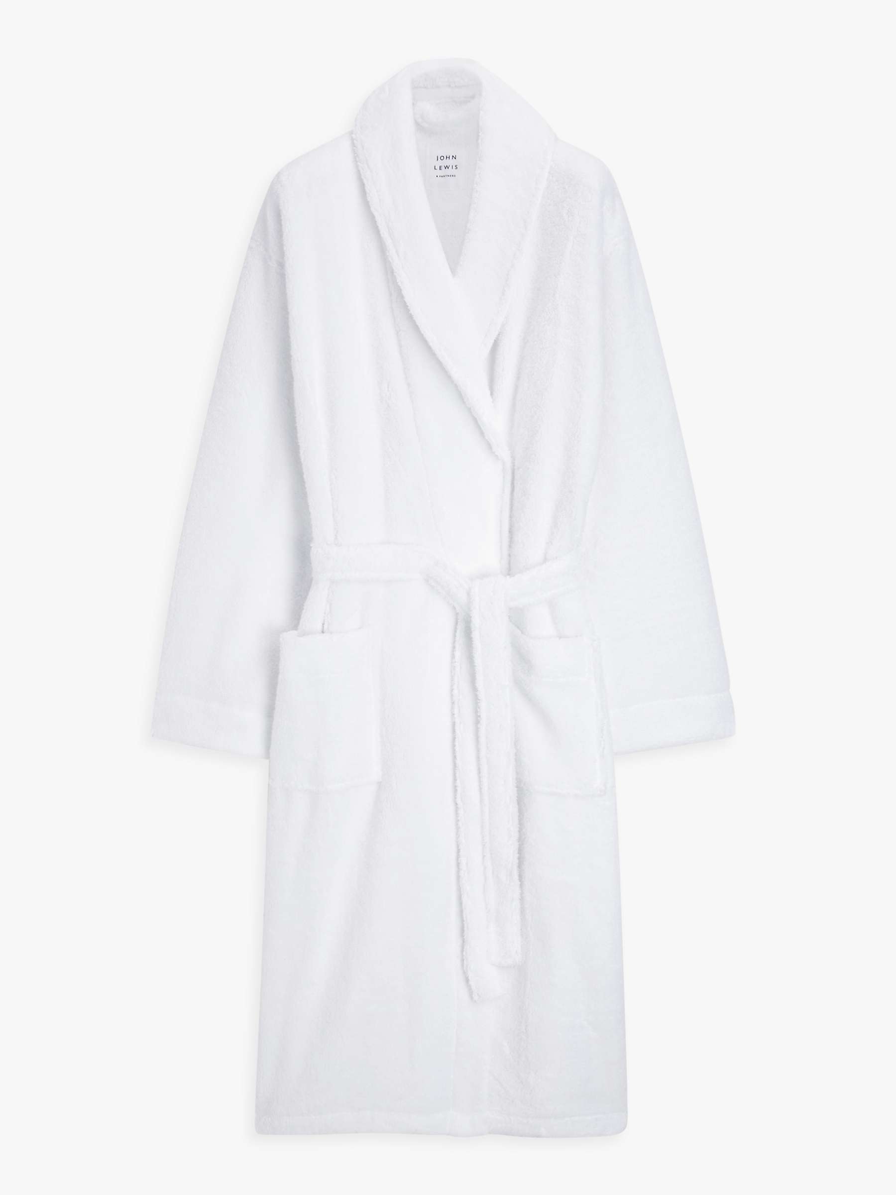 John Lewis Premium Luxury Towelling Robe, White at John Lewis & Partners