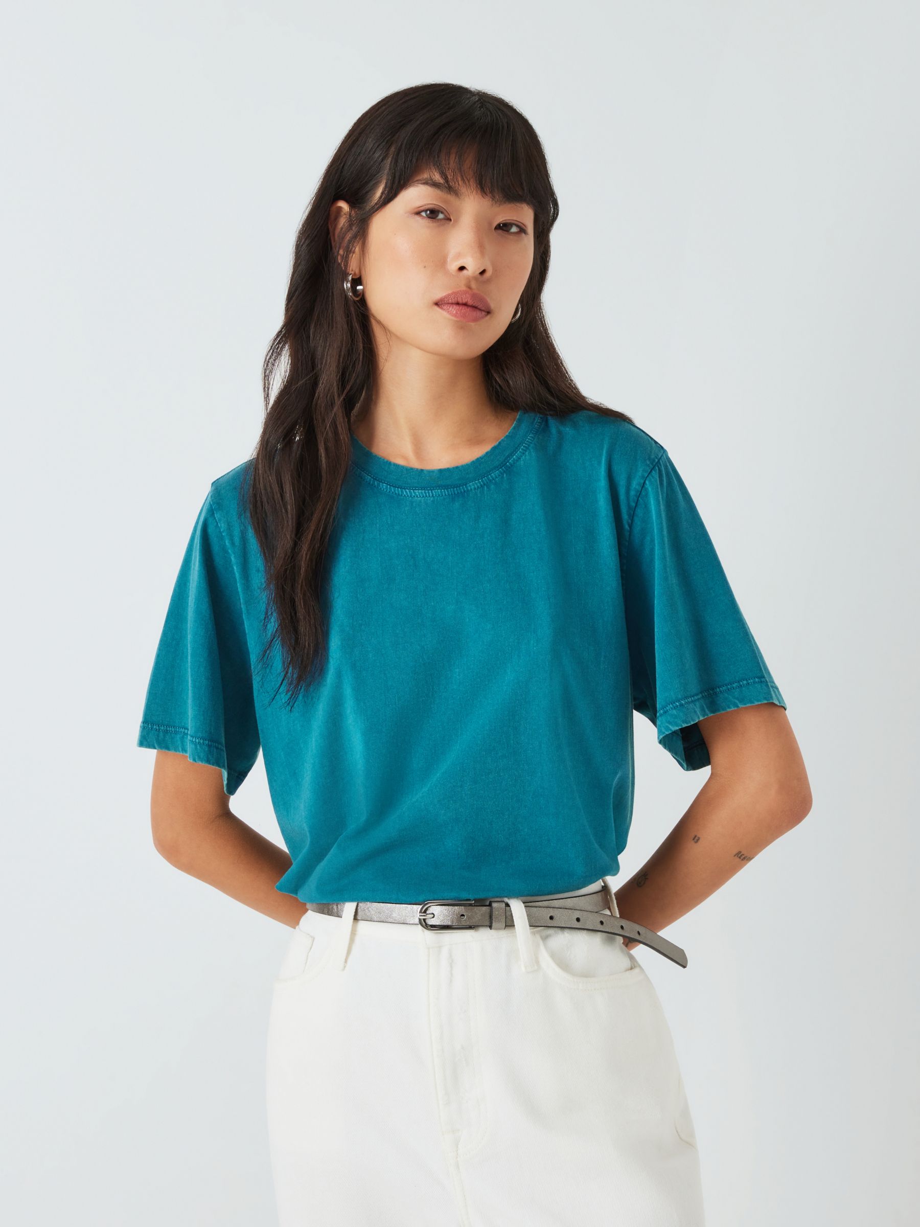 AND/OR Authentic Plain Short Sleeve T-Shirt, Teal at John Lewis & Partners