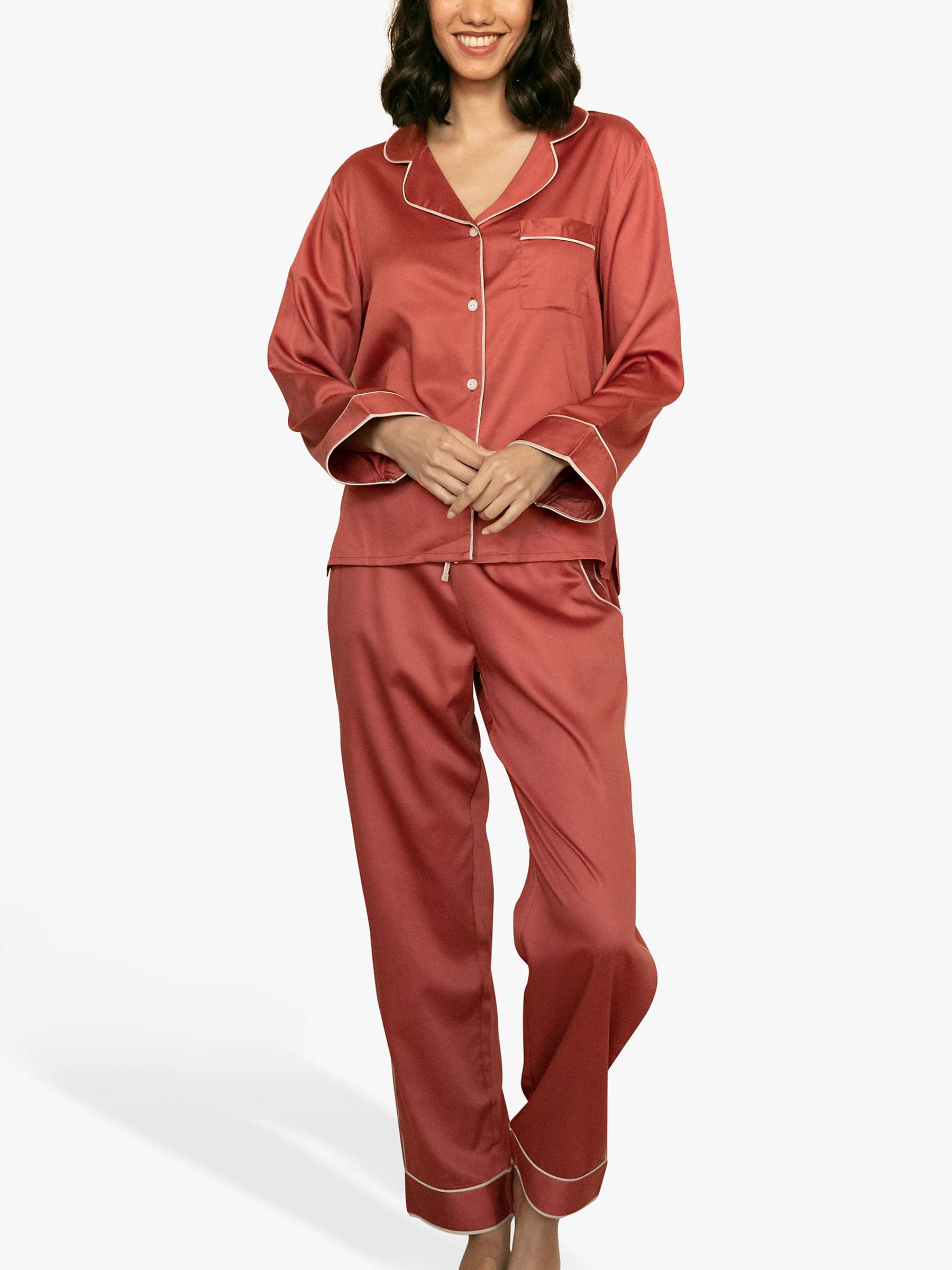 Buy Fable & Eve Islington Long Sleeve Pyjamas, Burnt Orange Online at johnlewis.com