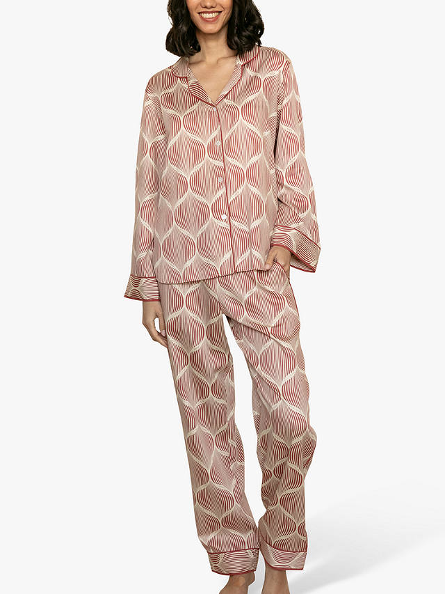 Fable & Eve Islington Geometric Print Pyjamas, Burnt Orange