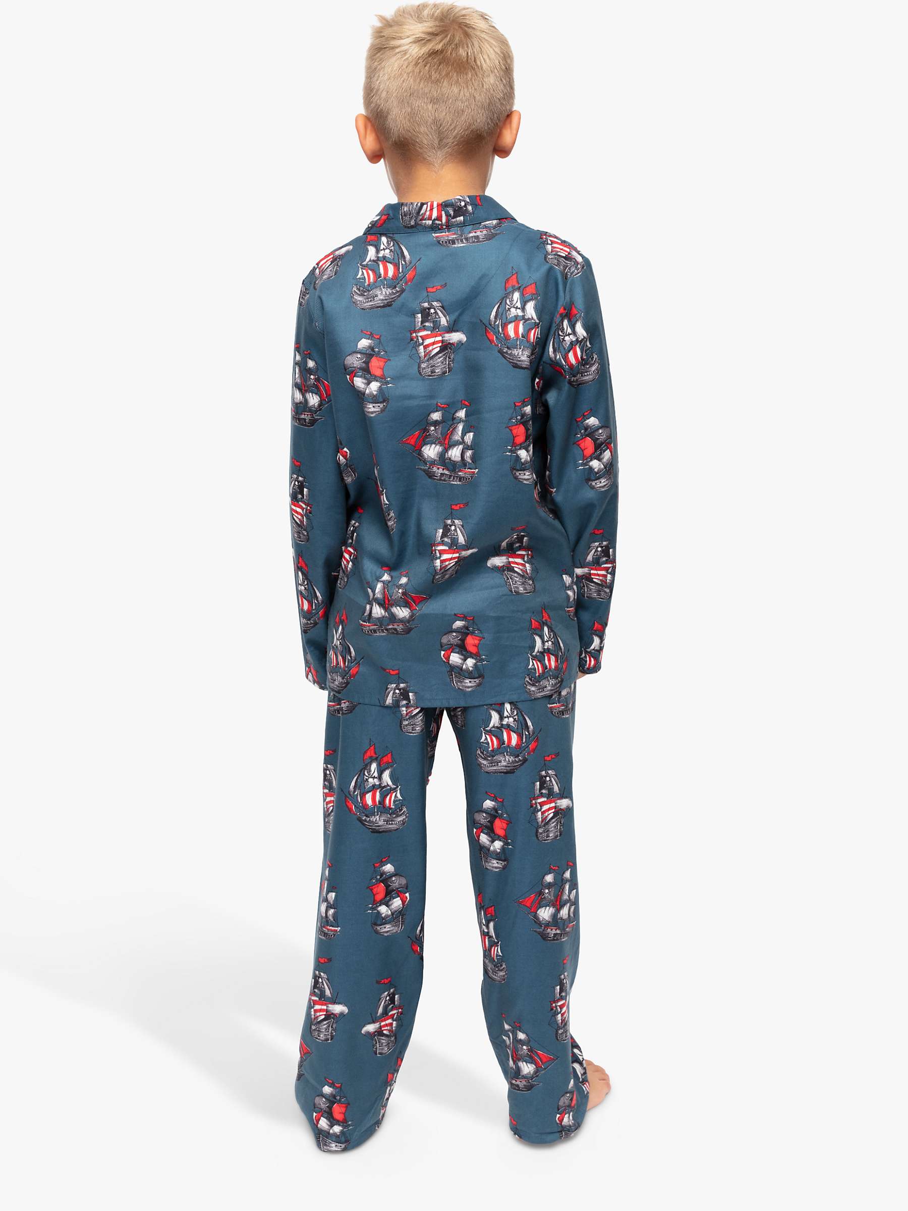 Buy Cyberjammies Kids' Jasper Pirate Ship Print Pyjamas, Teal Blue Online at johnlewis.com