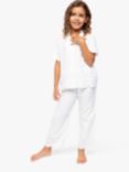 Cyberjammies Kids' Saskia Embroidered Short Sleeve Pyjamas, White, White