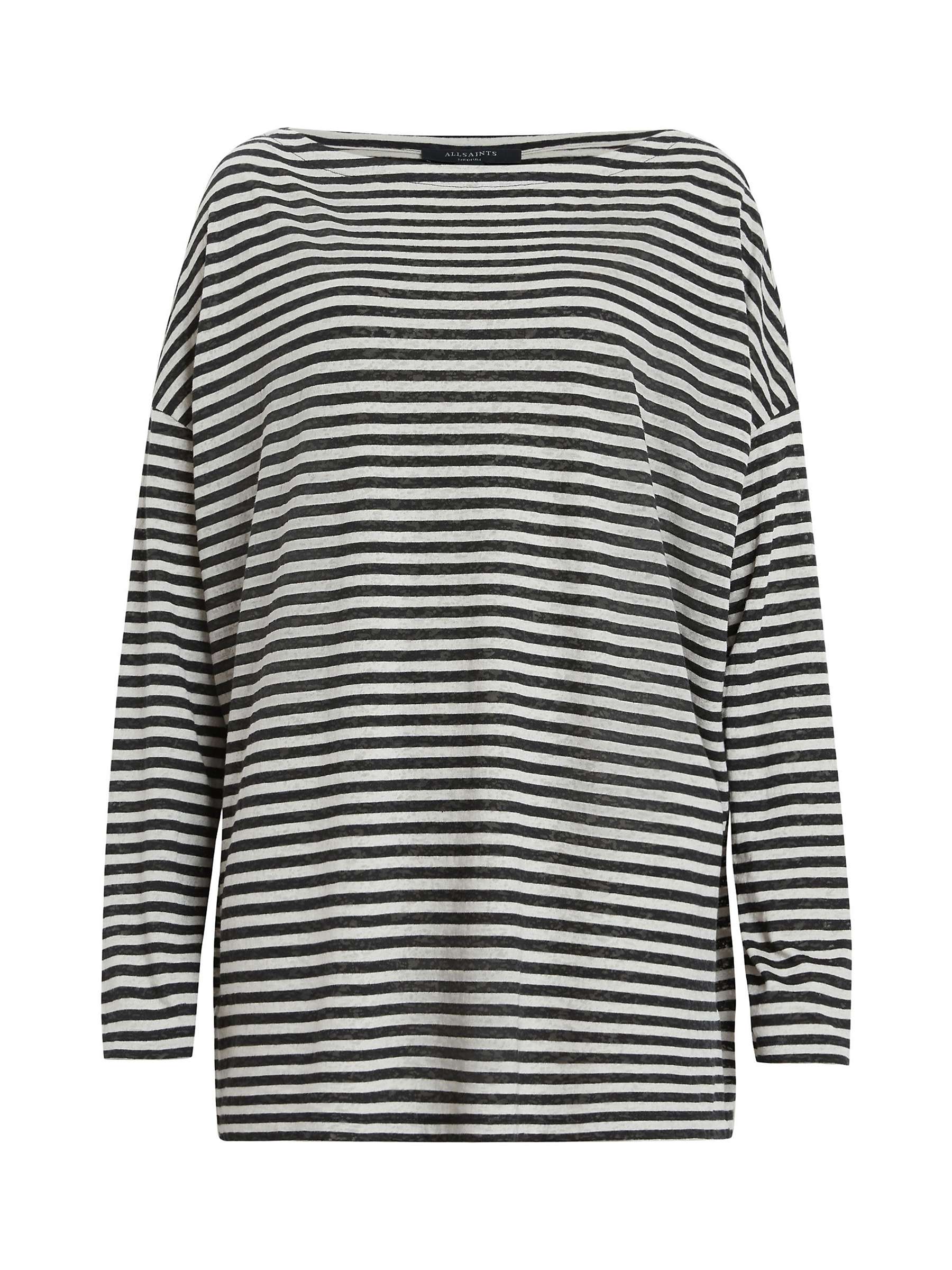 Buy AllSaints Rita Striped Jersey Top, Chalk/Ink Online at johnlewis.com