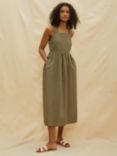 Albaray Organic Cotton Pinafore Style Dress, Khaki