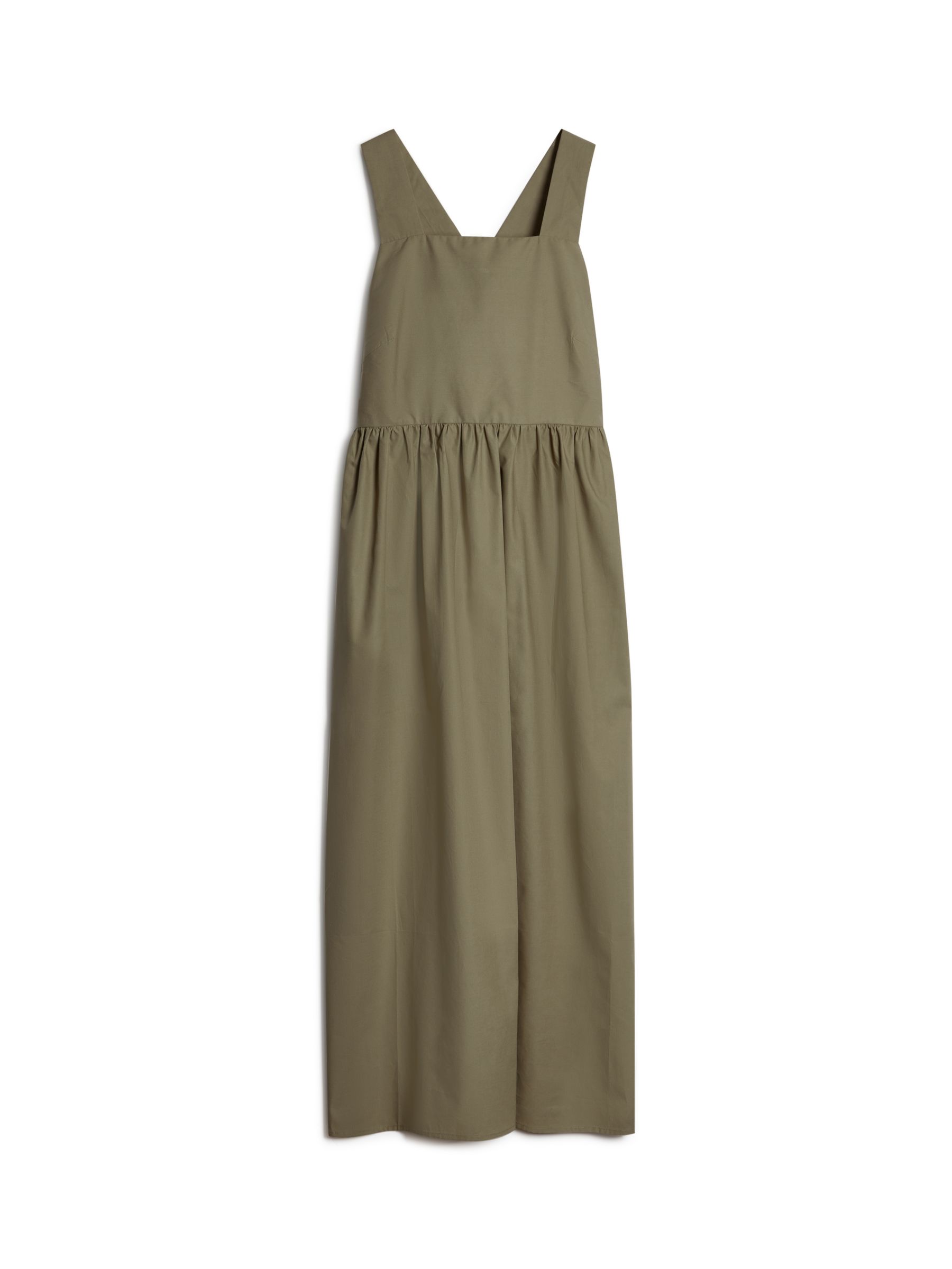 Albaray Organic Cotton Pinafore Style Dress, Khaki at John Lewis & Partners