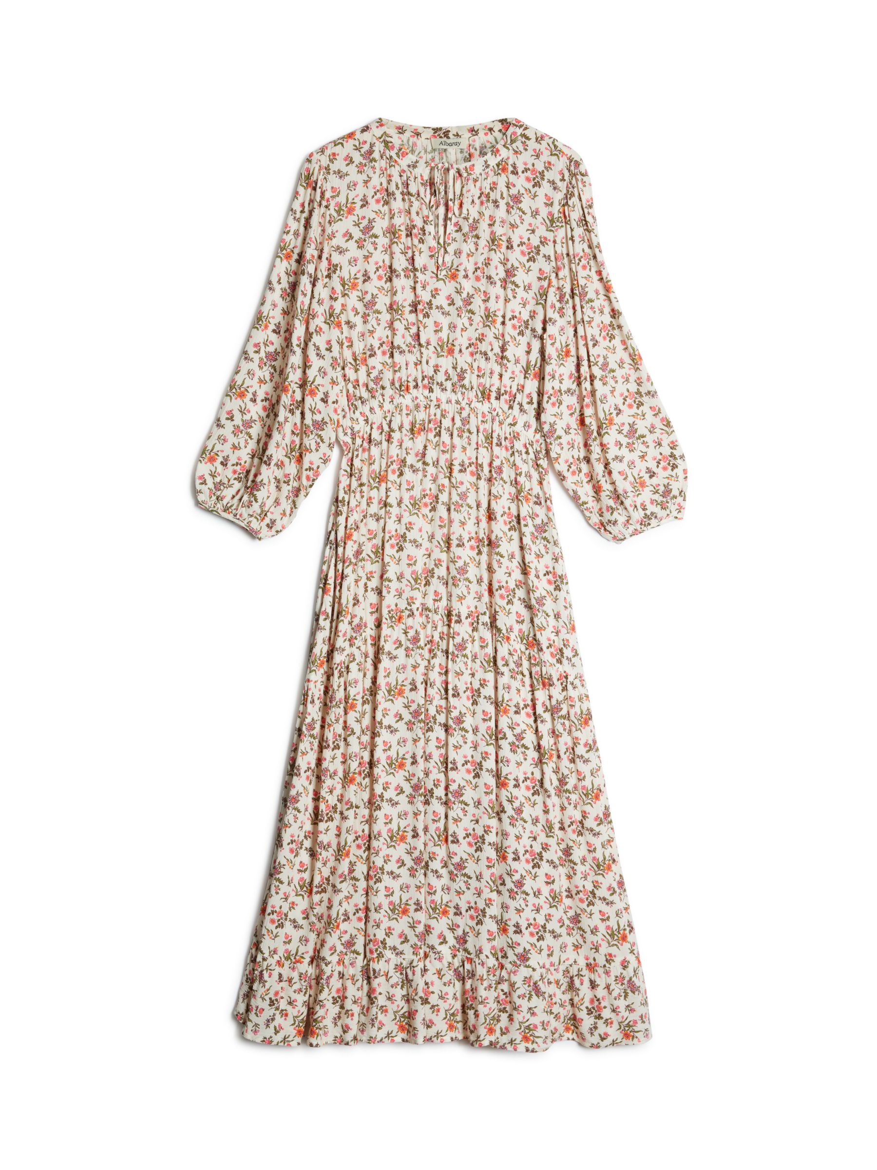 Albaray Prairie Floral Print Dress, Cream/Multi at John Lewis & Partners