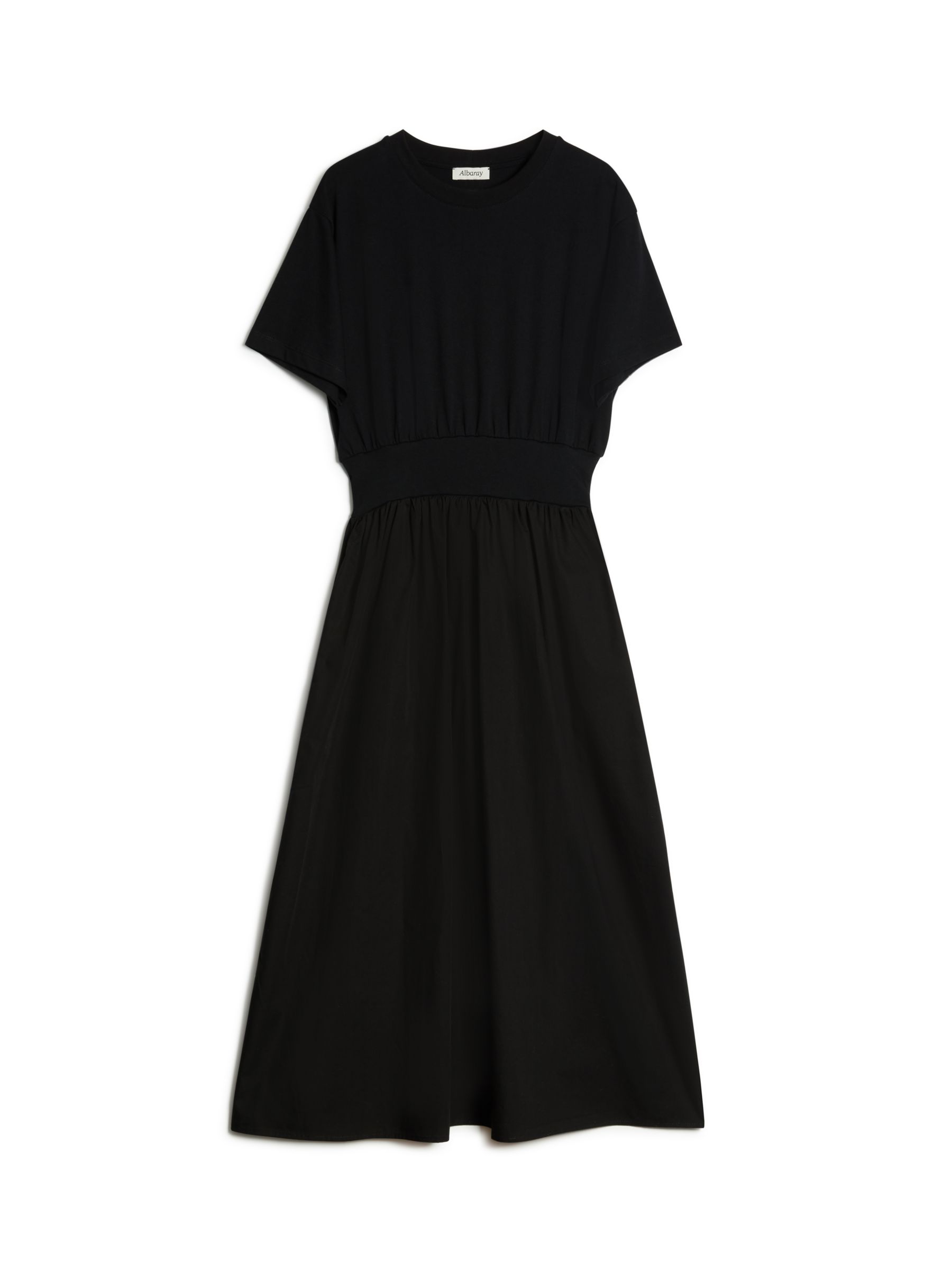 Albaray Cotton Woven T-Shirt Dress, Black at John Lewis & Partners