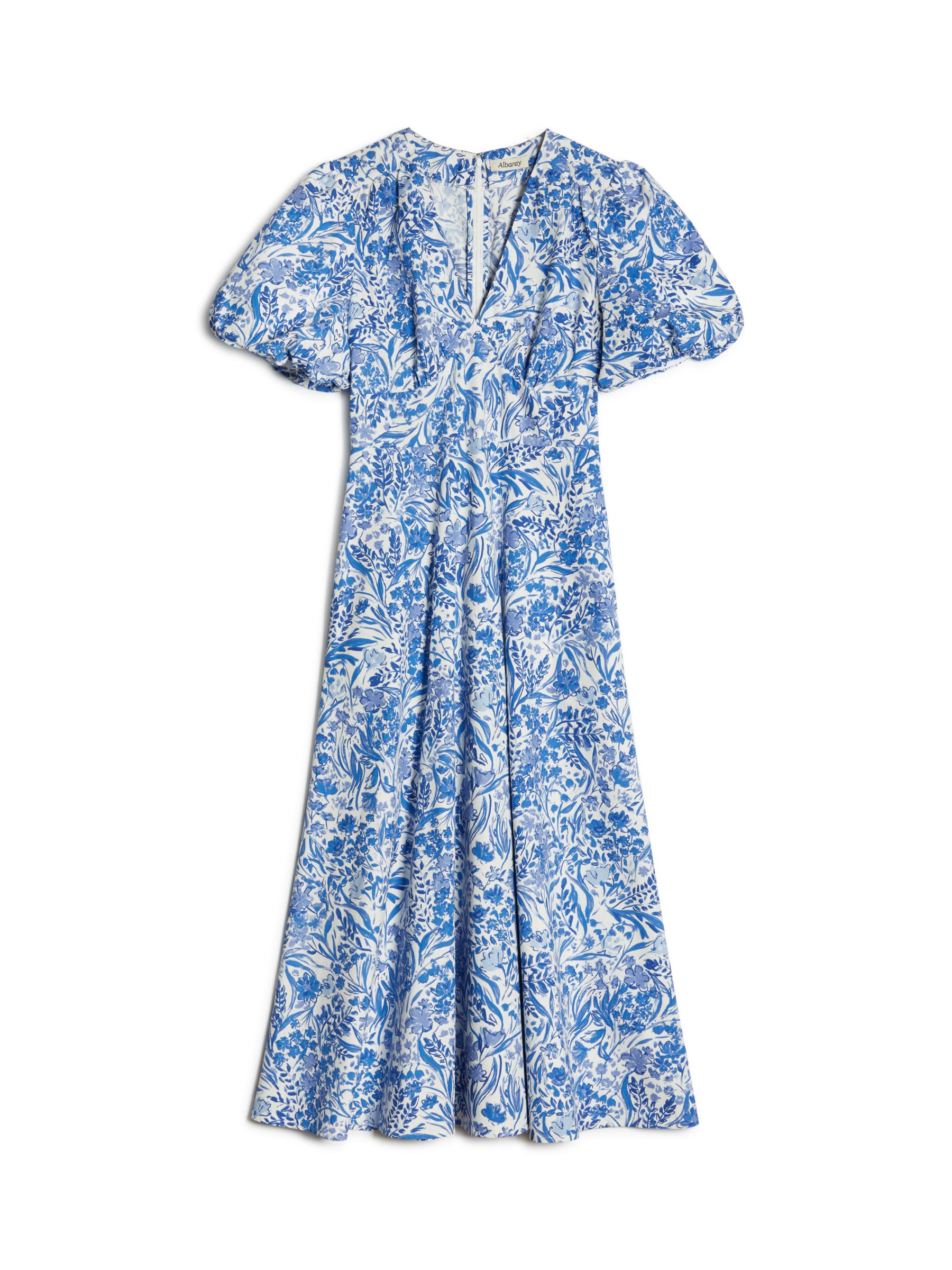 Albaray Meadow Organic Cotton Midi Dress, Blue