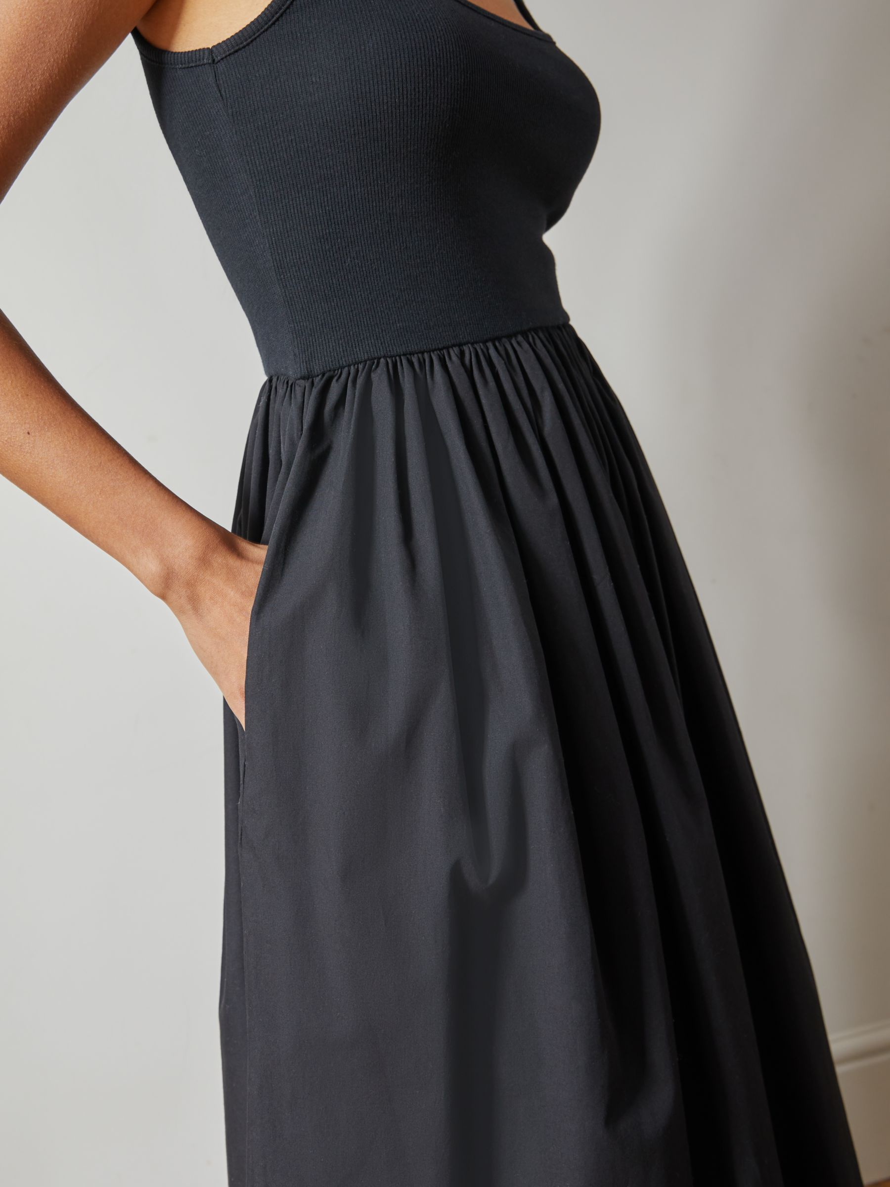 Albaray Square Neck Midi Dress, Black, 8