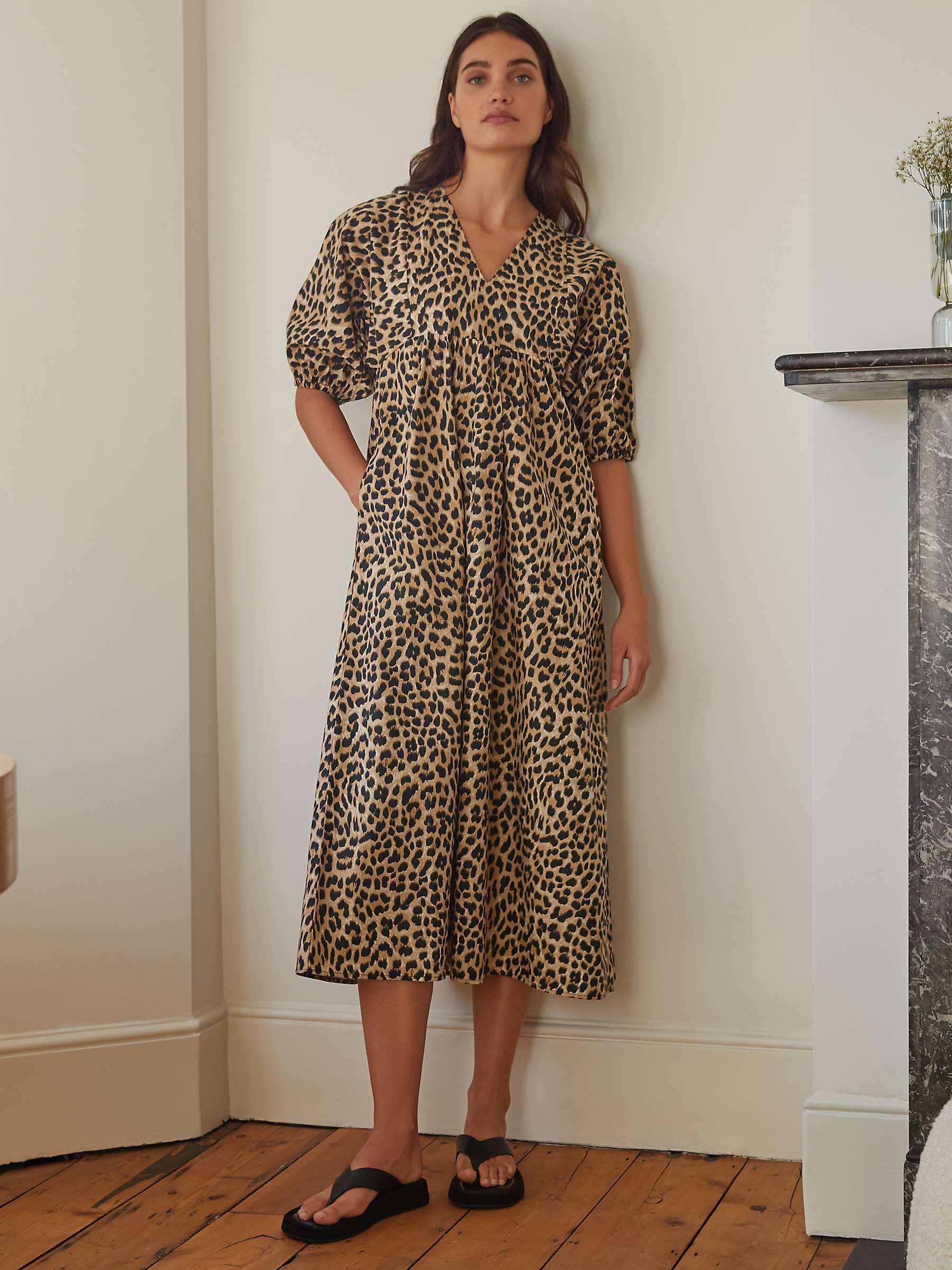 Buy Albaray Organic Cotton V-Neck Midi Dress, Multi Online at johnlewis.com