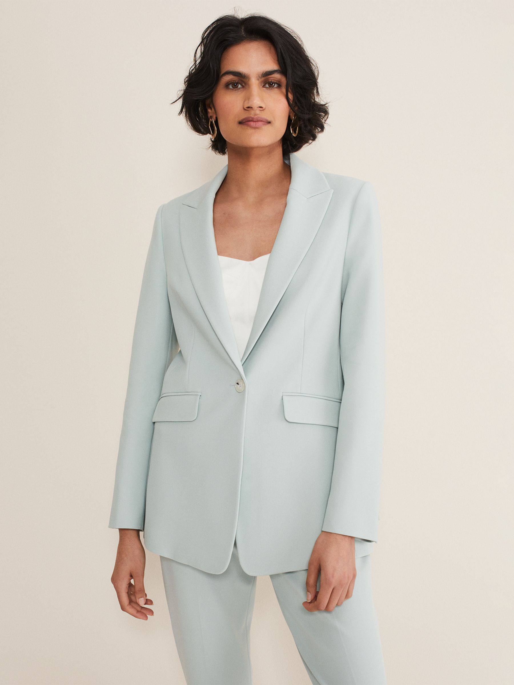 Phase Eight Eira Fitted Blazer, Duck Egg at John Lewis & Partners
