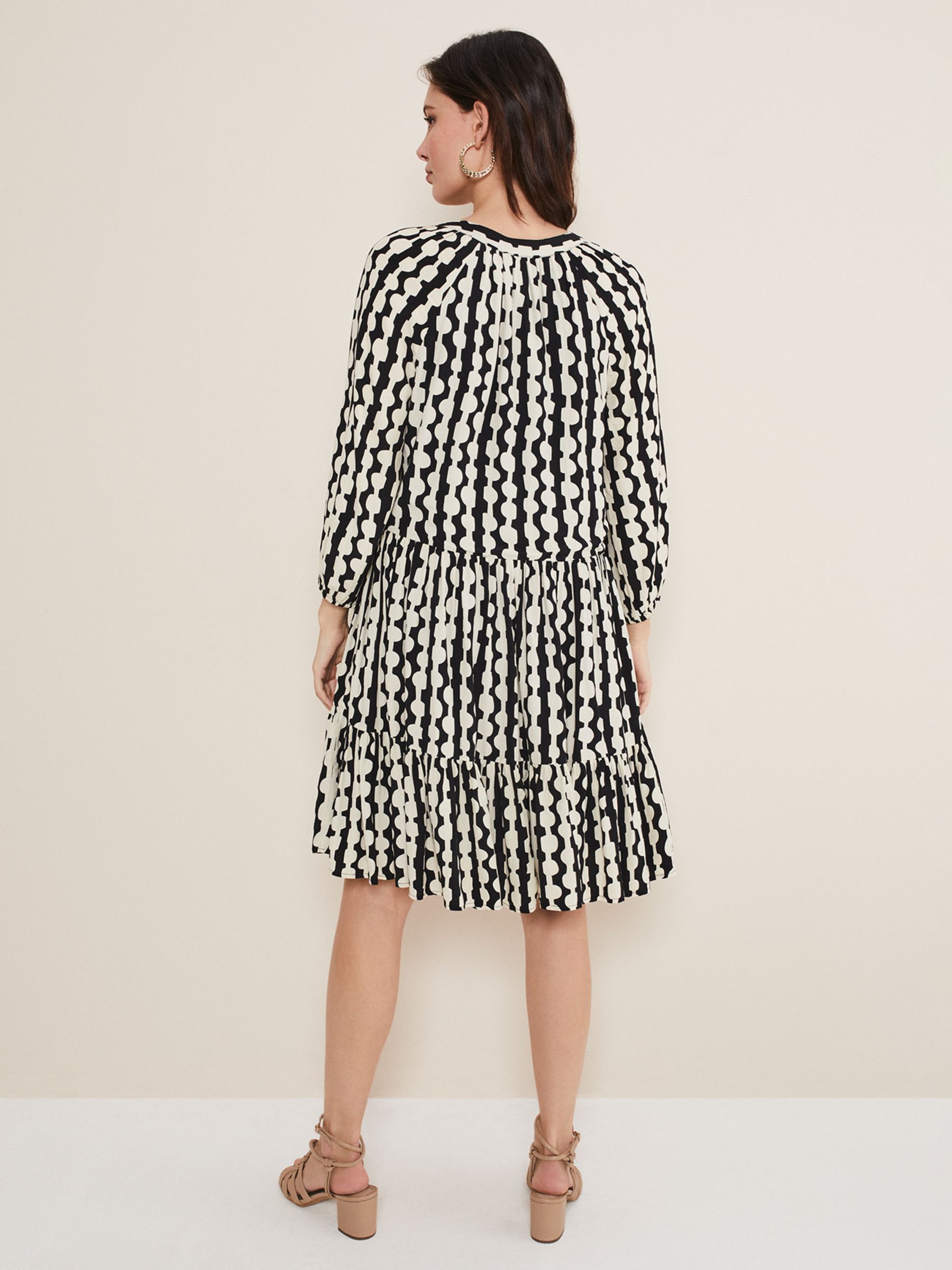 Phase Eight Lara Swing Dress, Black/Stone at John Lewis & Partners