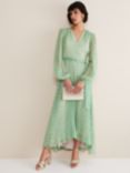 Phase Eight Roxanna Pleated Diamond Maxi Dress, Powder Green