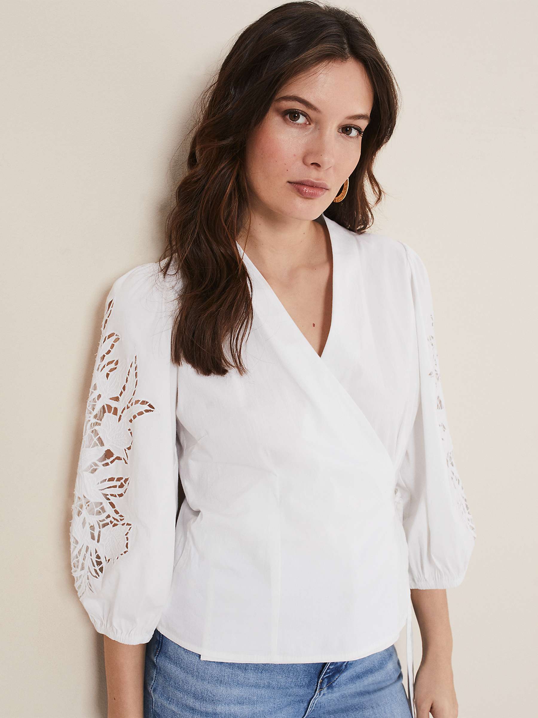 Buy Phase Eight Kacey Long Sleeved Blouse, White Online at johnlewis.com
