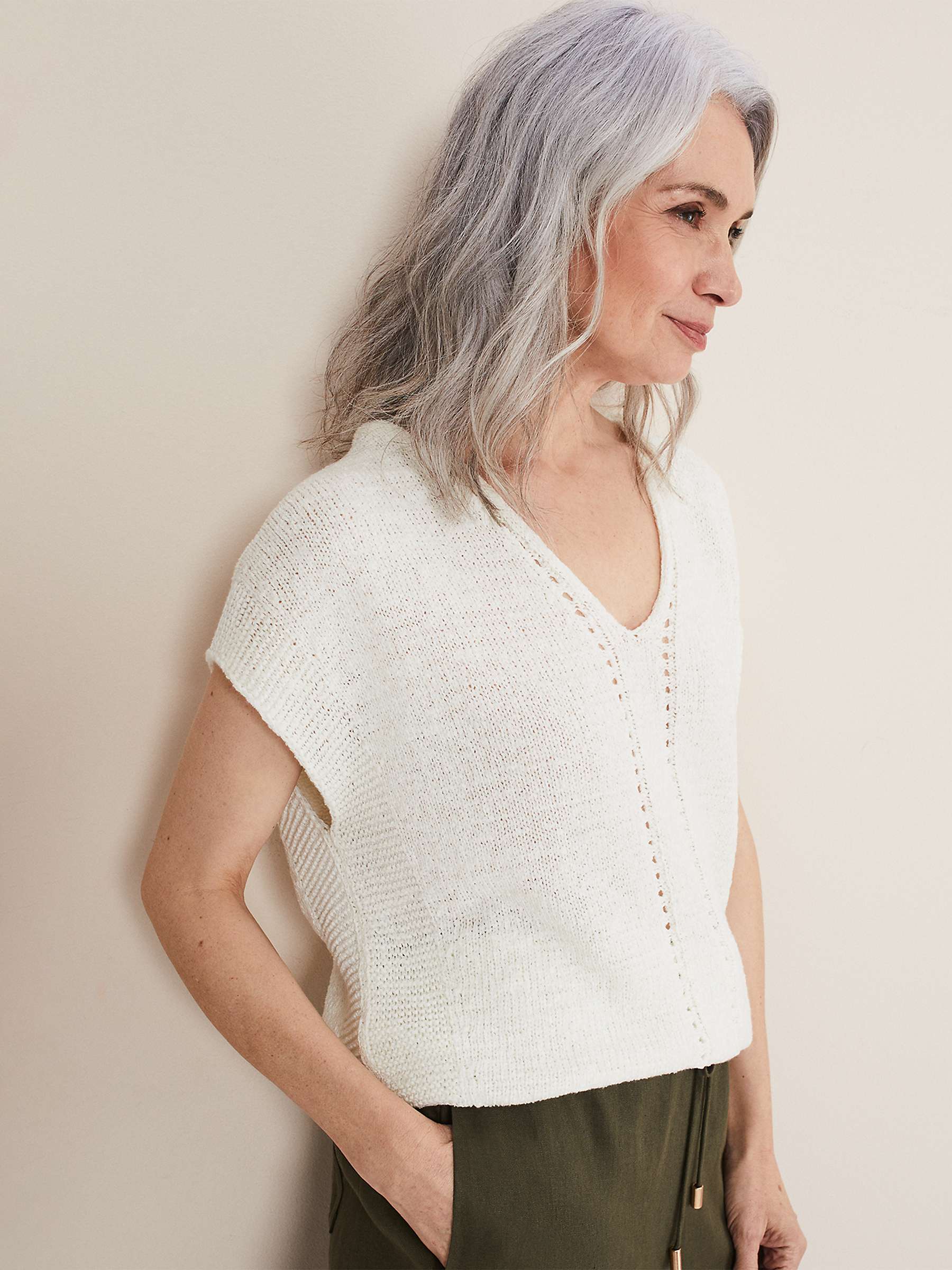 Buy Phase Eight Alana Textured Knit, White Online at johnlewis.com