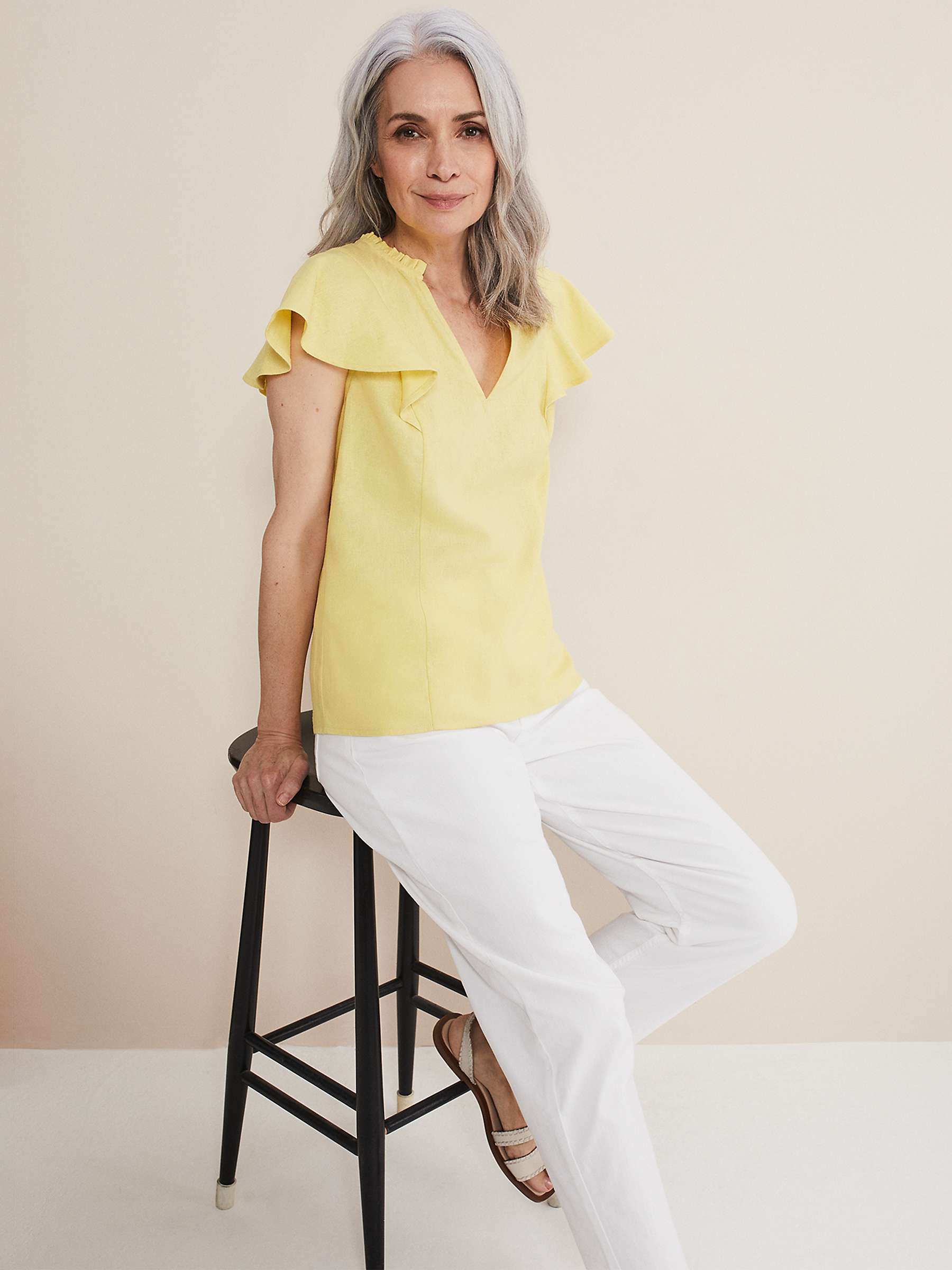 Buy Phase Eight Ines Linen Top, Yellow Online at johnlewis.com