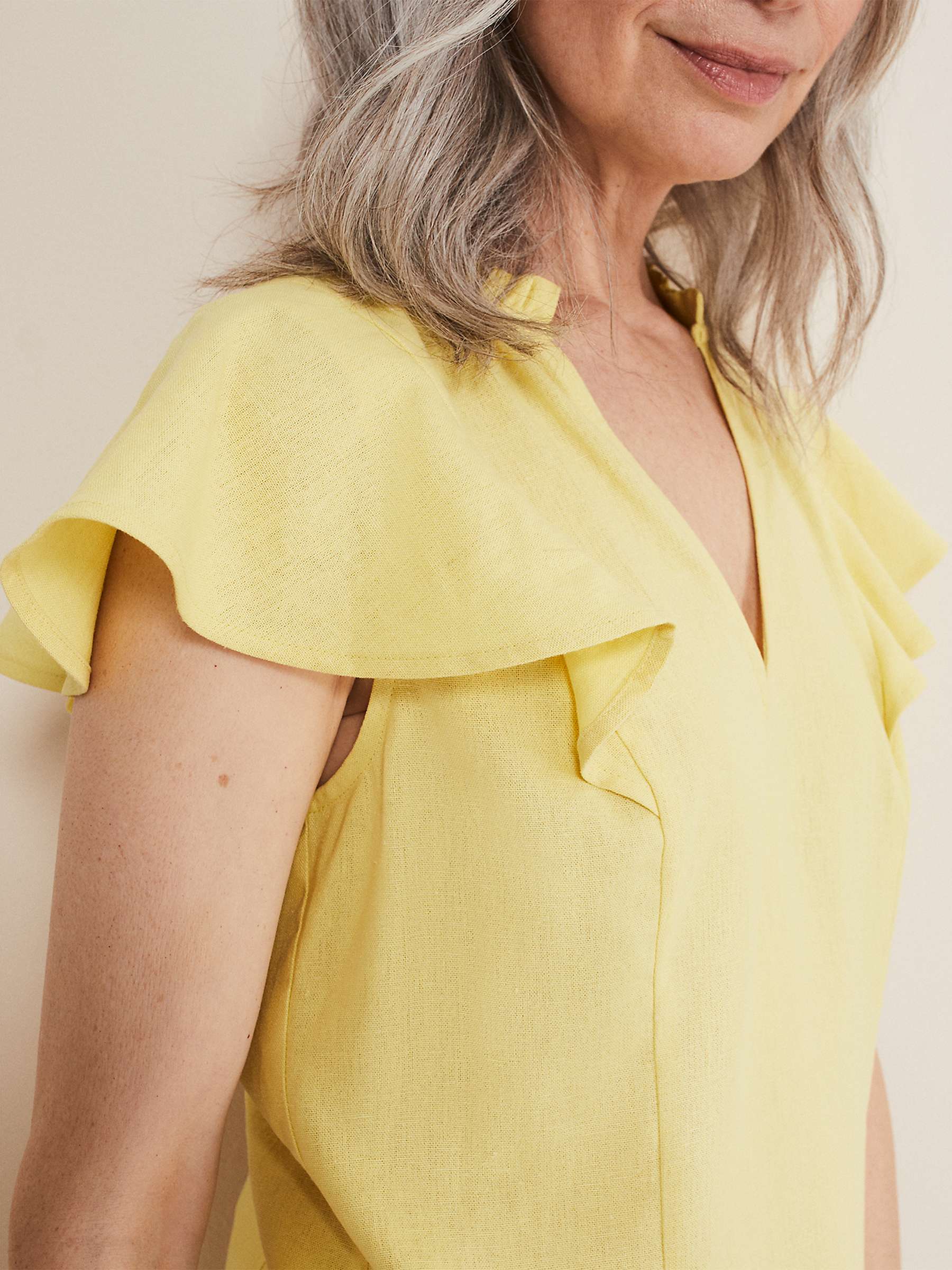 Buy Phase Eight Ines Linen Top, Yellow Online at johnlewis.com