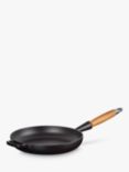 Le Creuset Cast Iron Signature Frying Pan with Wood Handle, Satin Black