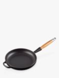 Le Creuset Cast Iron Signature Frying Pan with Wood Handle, Satin Black