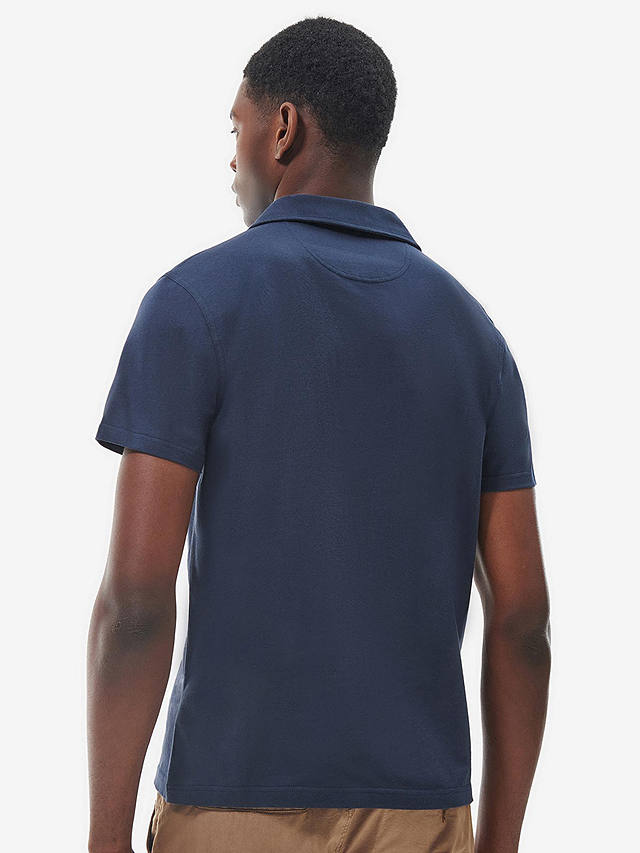 Barbour Open Collar Short Sleeve Polo Shirt, Navy at John Lewis & Partners