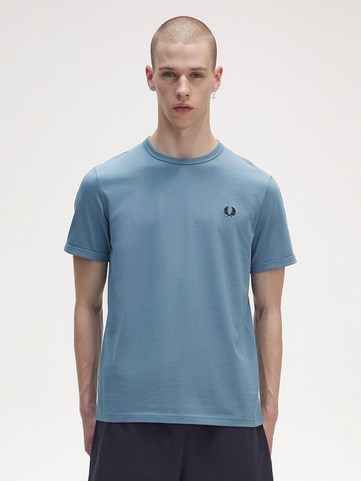 Fred Perry Ringer T-Shirt, Ash Blue, S