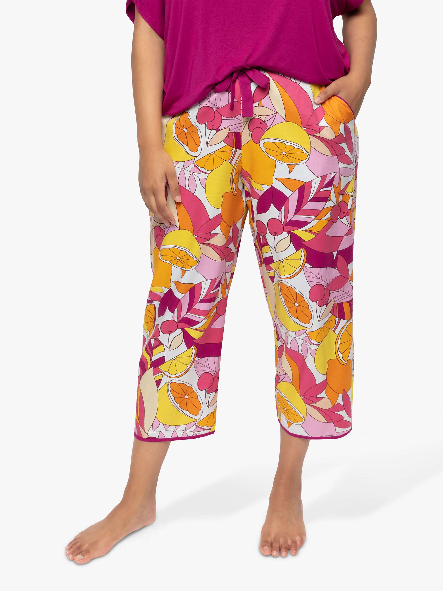 Buy Cyberjammies Emmi Fruit Print Cropped Pyjama Bottoms, Pink/Multi Online at johnlewis.com