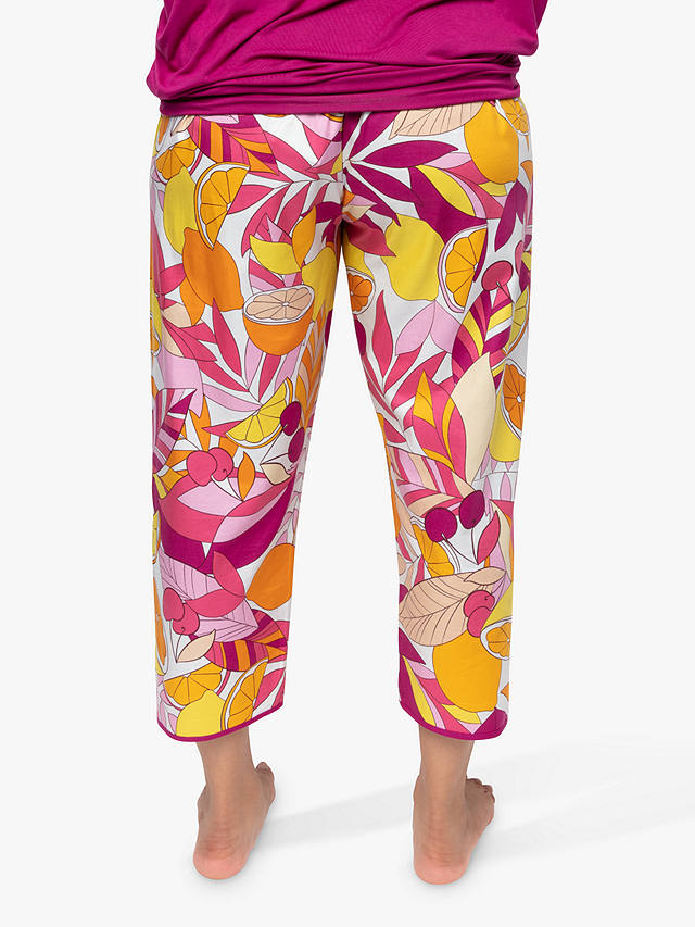 Cyberjammies Emmi Fruit Print Cropped Pyjama Bottoms, Pink/Multi